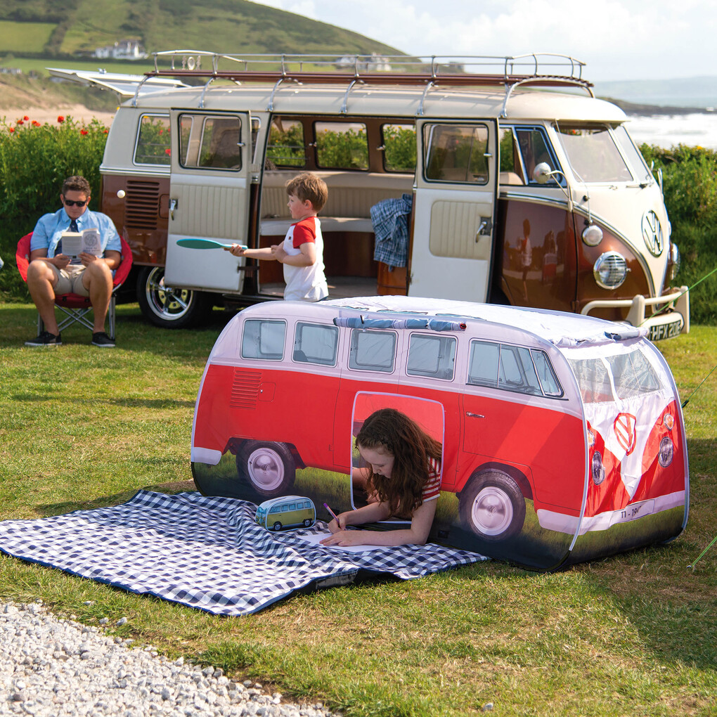 Volkswagen T1 Kinder Pop Up Spielzelt, rot