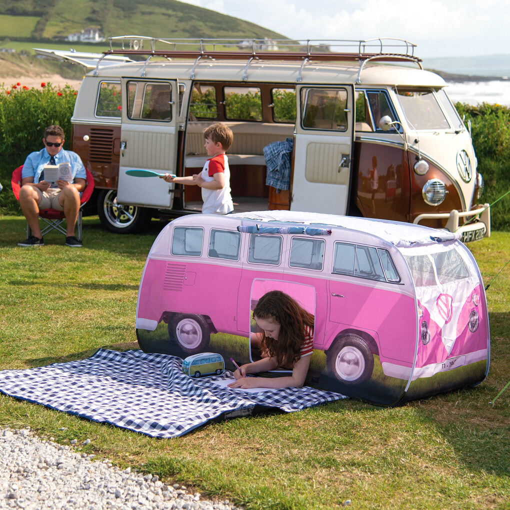 Volkswagen T1 Kinder Pop Up Spielzelt, pink