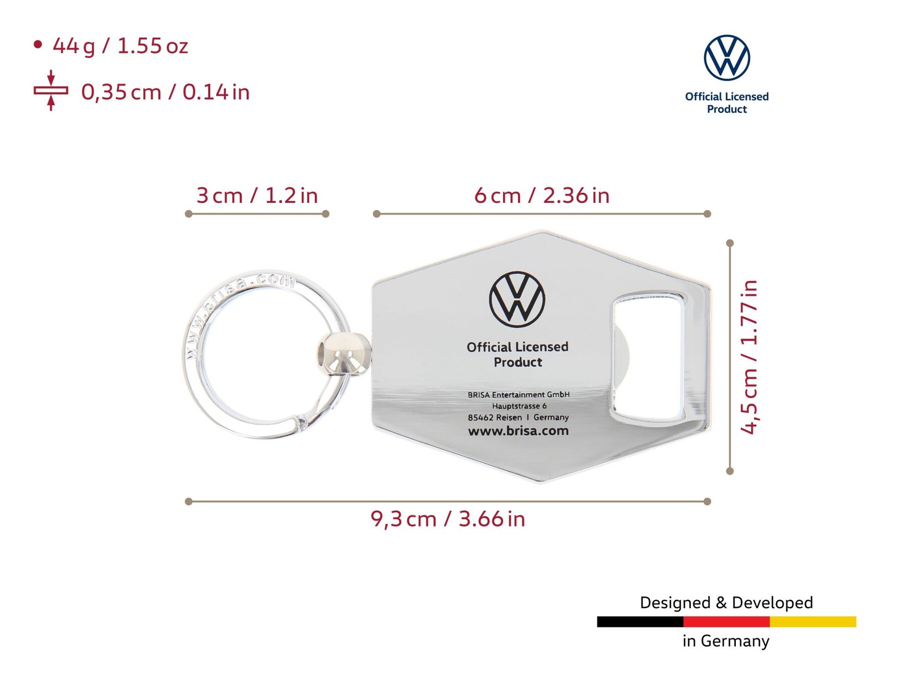 Volkswagen GTI Schlüsselanhänger mit Flaschenöffner rot