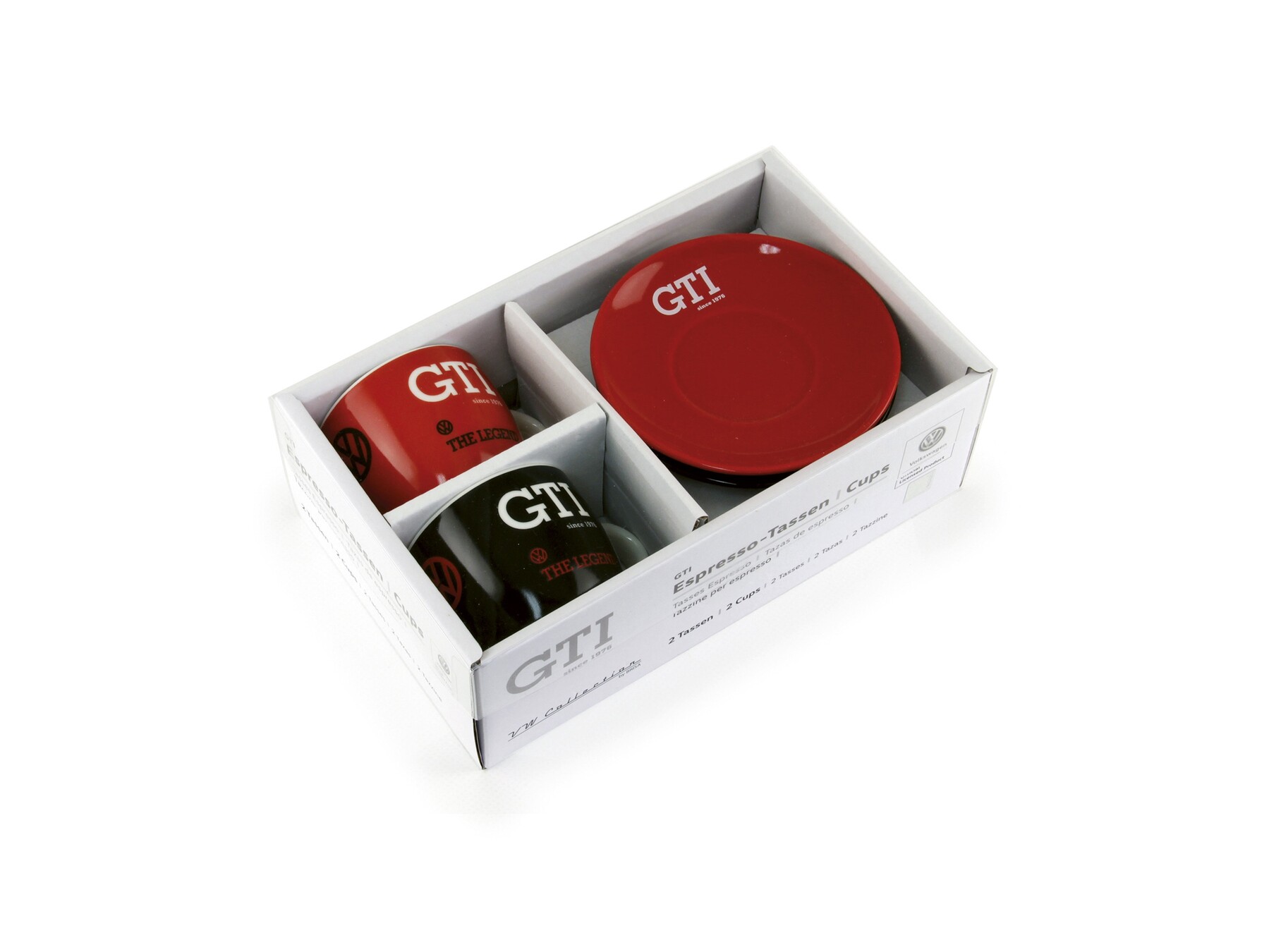 Volkswagen GTI Espressotassen-Set, rot/schwarz