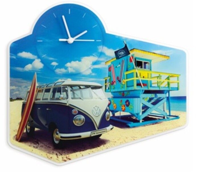 Volkswagen T1 Bulli Wanduhr aus Acryglas, Beachlife