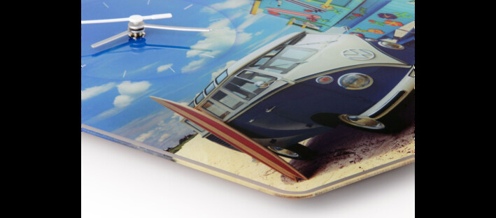 Volkswagen T1 Bulli Wanduhr aus Acryglas, Beachlife