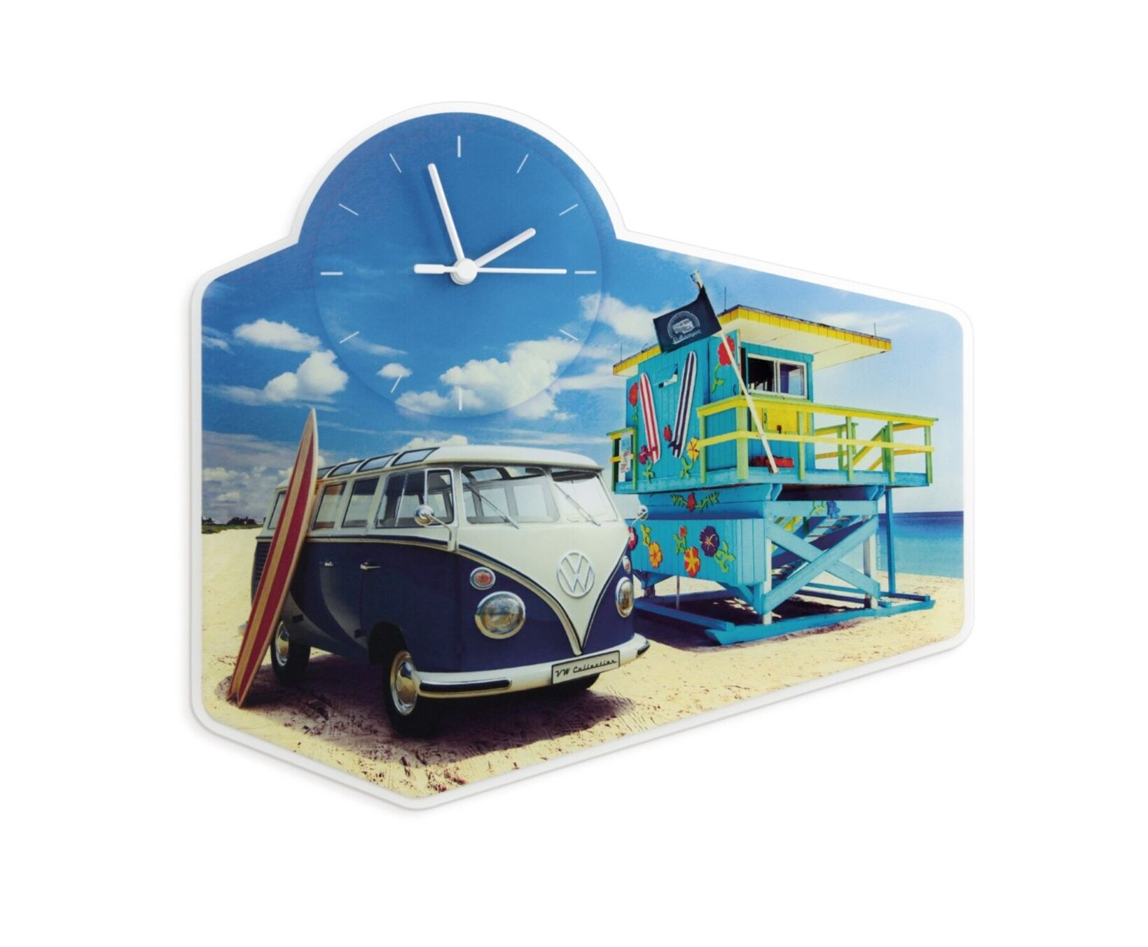 Volkswagen T1 Bulli Wanduhr aus Acryglas, Beachlife