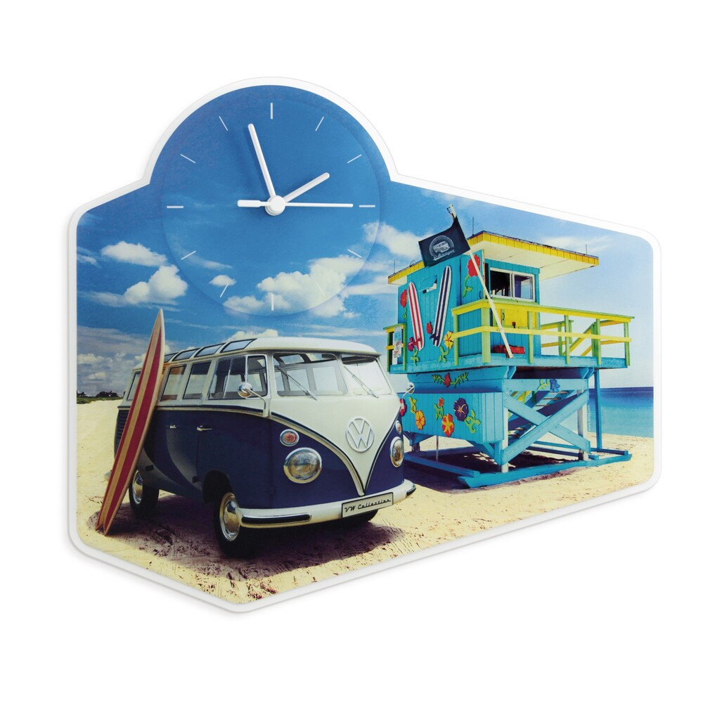 Volkswagen T1 Bulli Wanduhr aus Acryglas, Beachlife