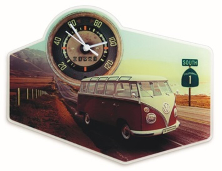 Volkswagen T1 Bulli Wanduhr aus Acryglas, Highway 1