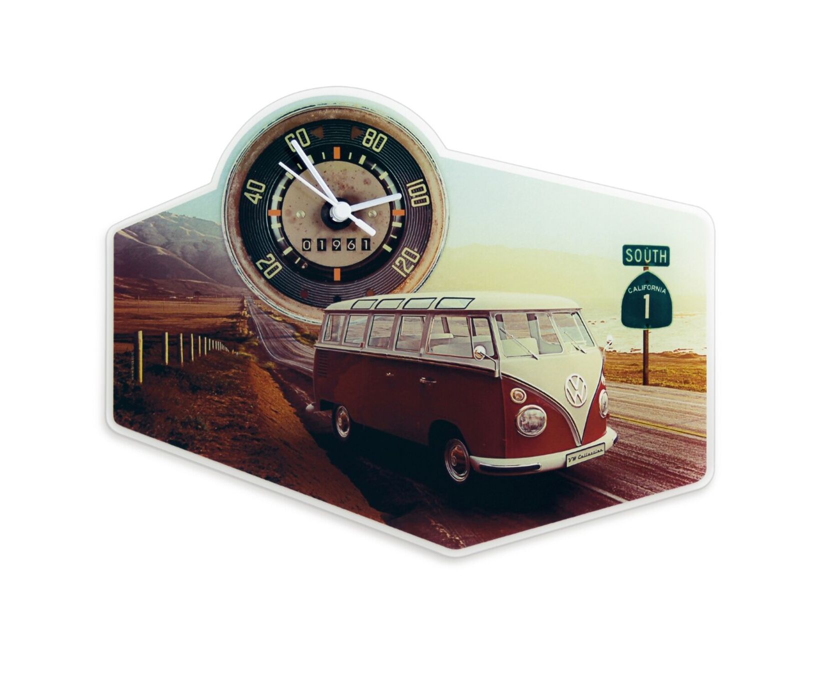 Volkswagen T1 Bulli Wanduhr aus Acryglas, Highway 1