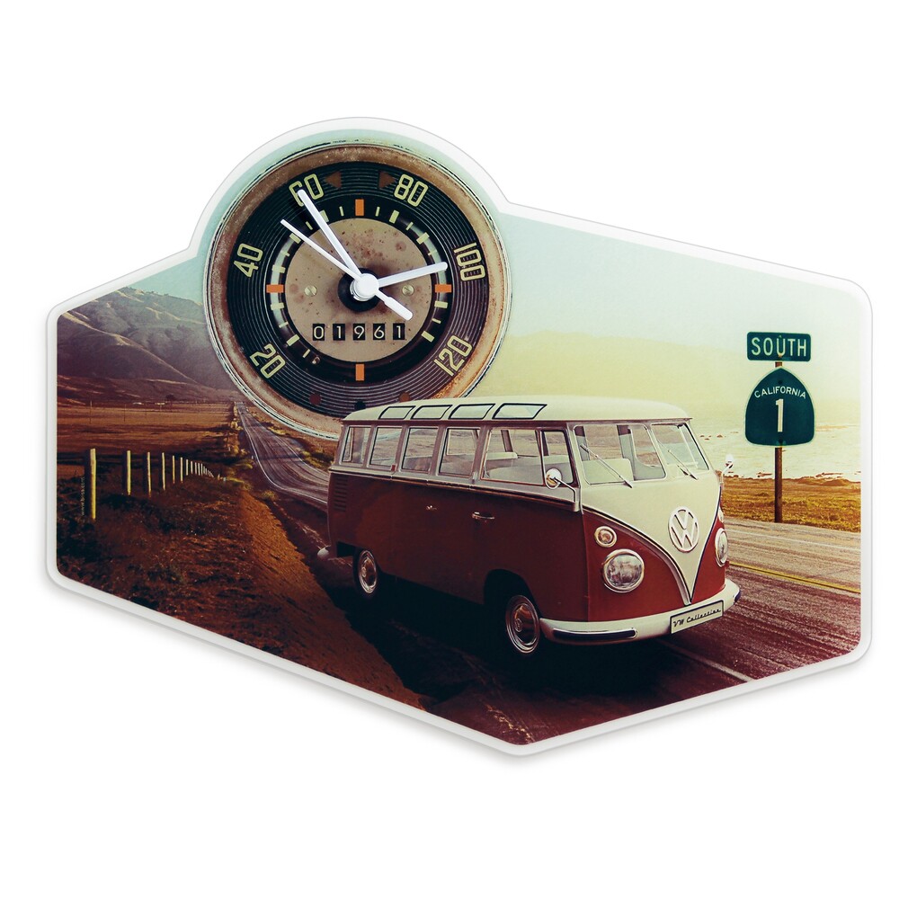 Volkswagen T1 Bulli Wanduhr aus Acryglas, Highway 1