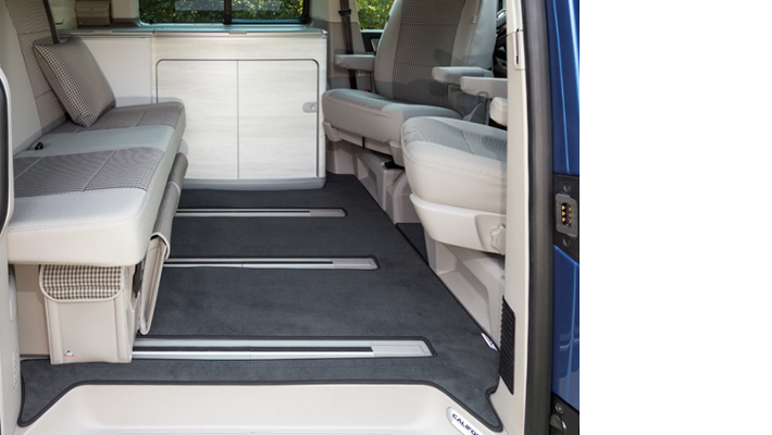 BRANDRUP® Veloursteppich für Fahrgastraum, 3 Bodenschienen für T5/T6 California