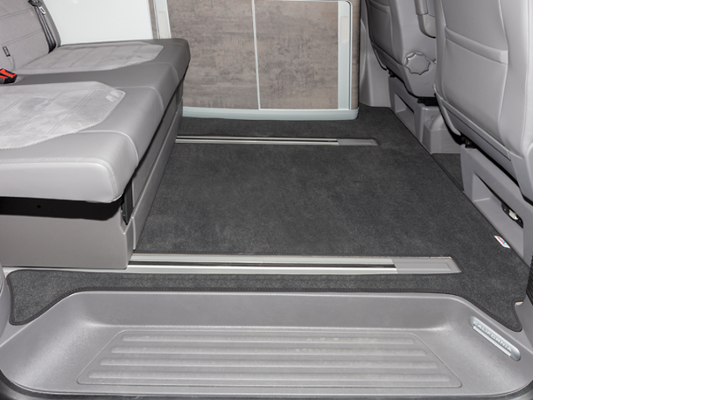 BRANDRUP® Veloursteppich für Fahrgastraum, 3 Bodenschienen für T6.1 California