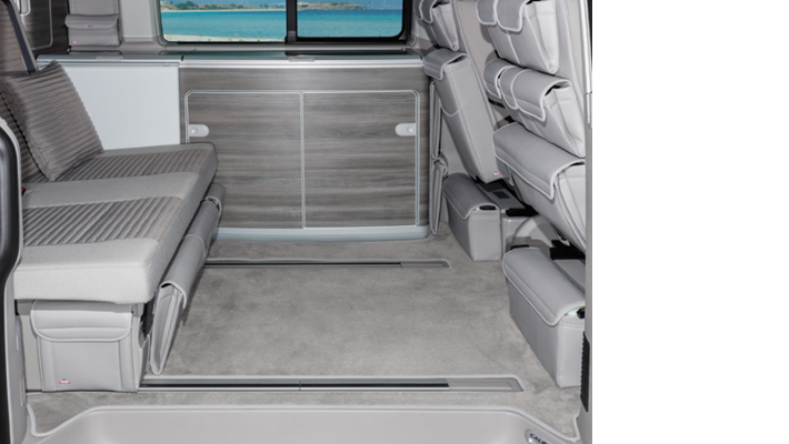 BRANDRUP® Veloursteppich für Fahrgastraum, 3 Bodenschienen für T5/T6 California