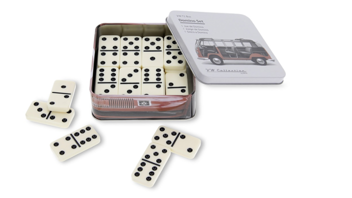 Volkswagen Bulli Domino-Set in Metalldose