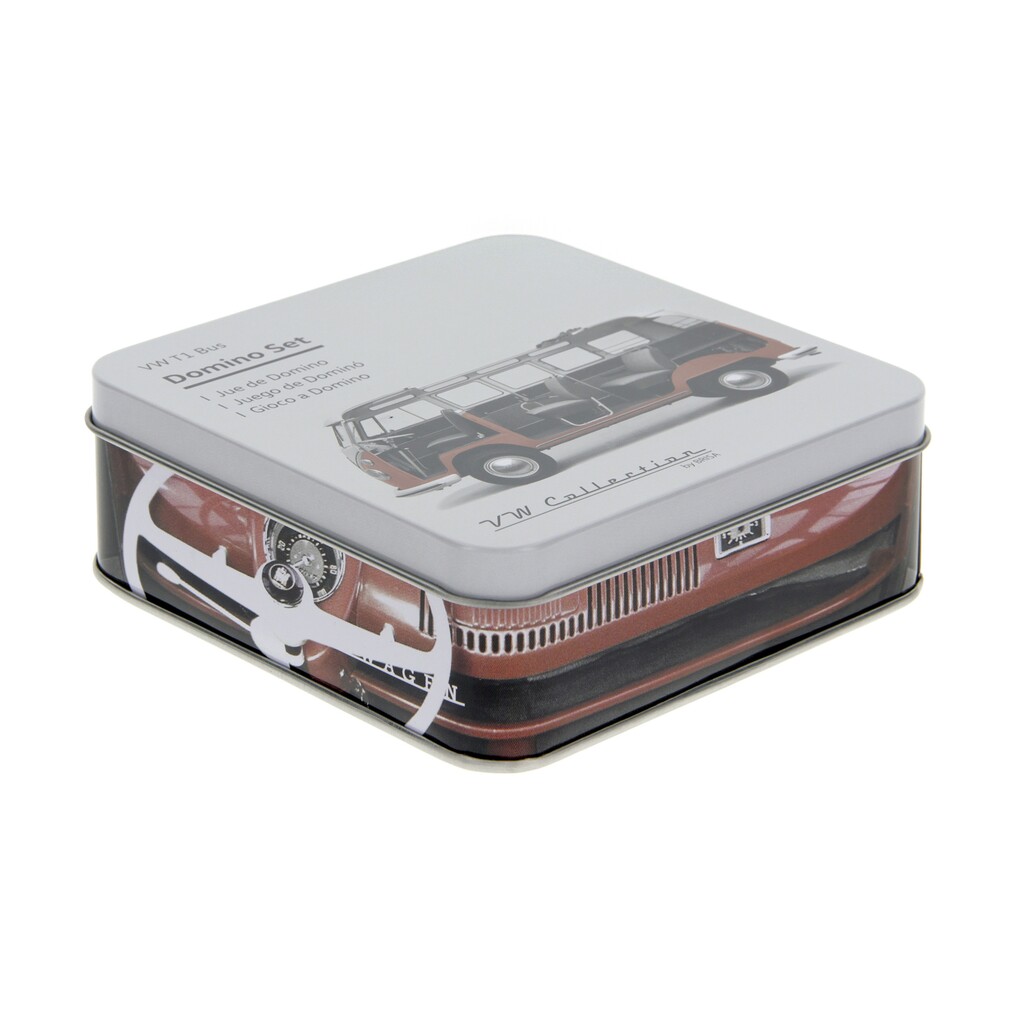 Volkswagen Bulli Domino-Set in Metalldose