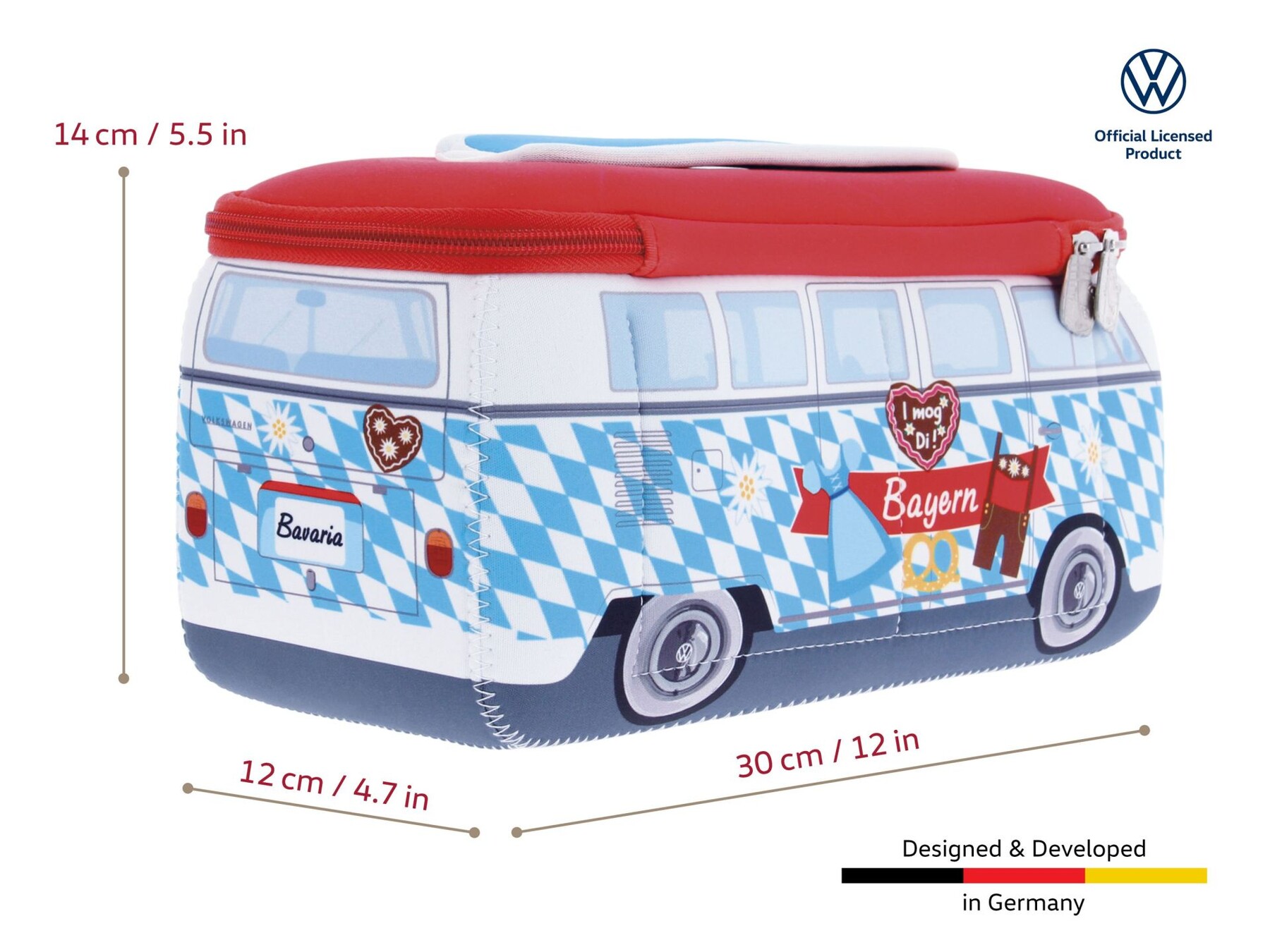 Volkswagen Bulli 3D Neopren Universaltasche "Bayern"