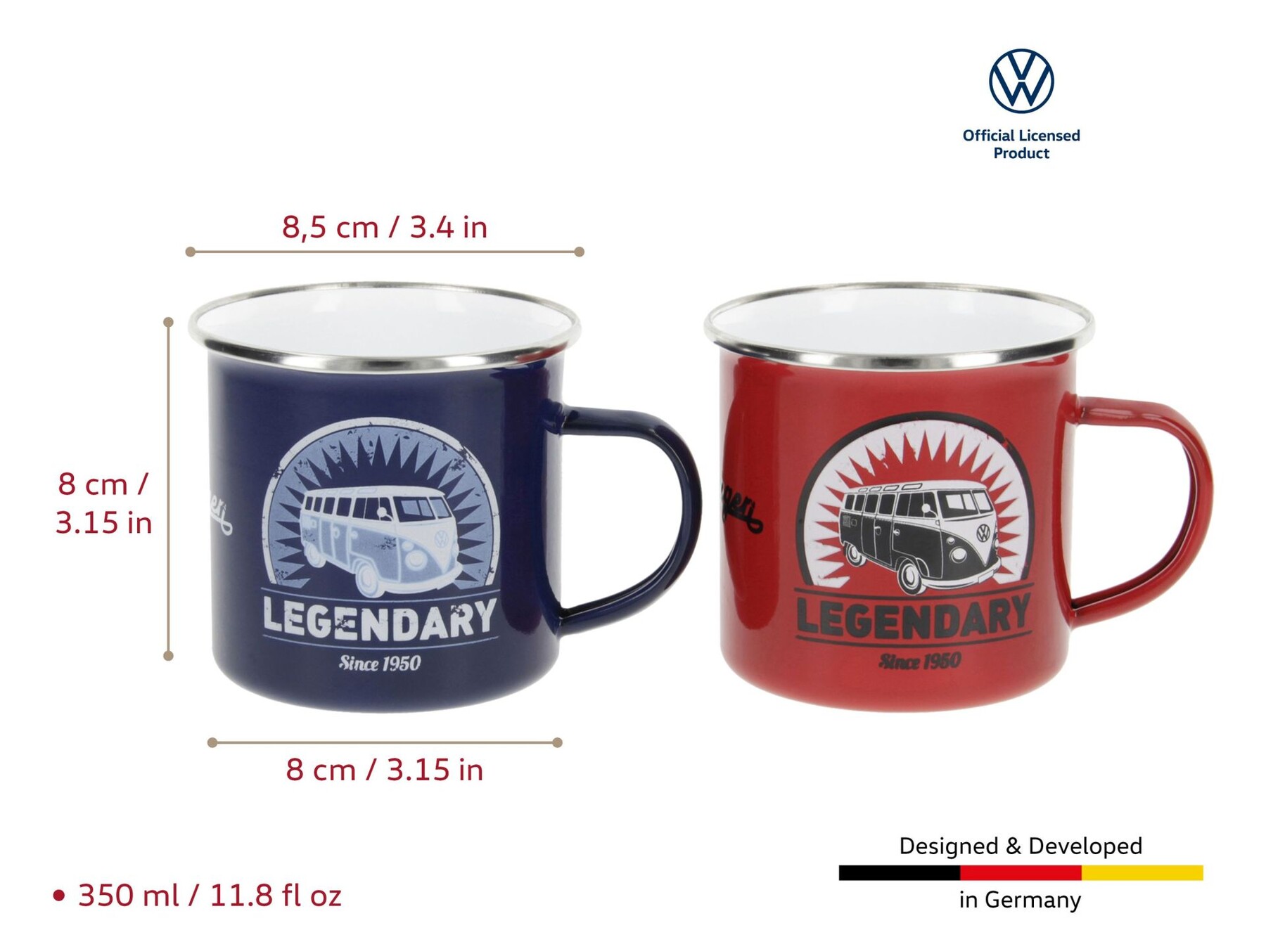 Volkswagen Bulli Emaillebecher-Set