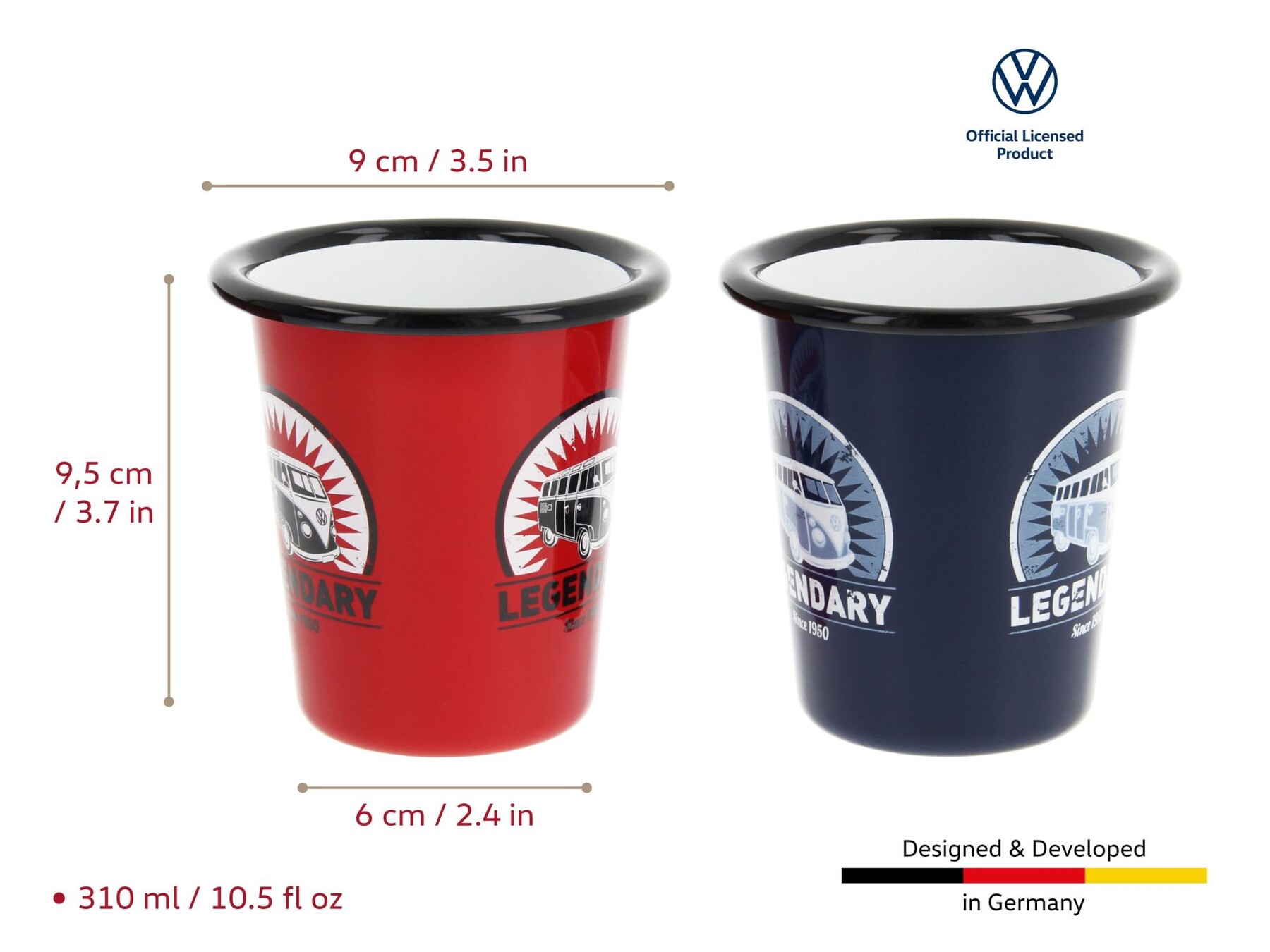 Volkswagen Bulli Emaillebecher 2er-Set