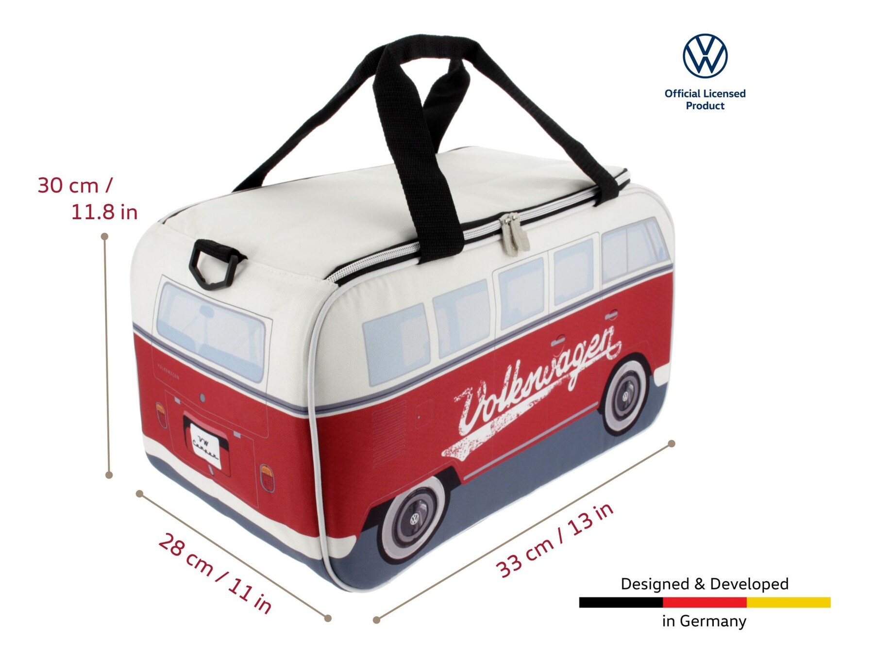 Volkswagen T1 Bus Kühltasche, 25l, Weiß/Rot