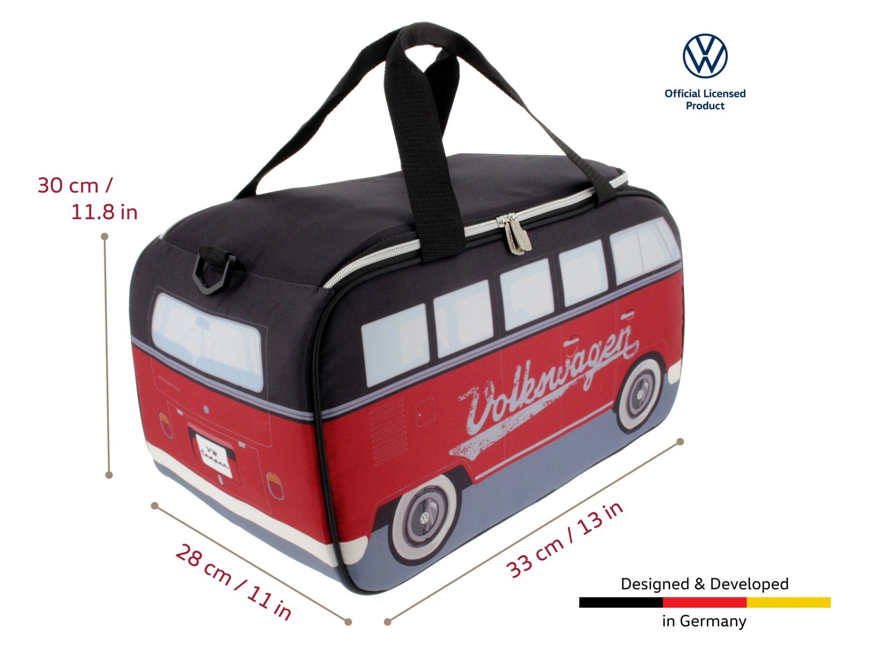 Volkswagen T1 Bus Kühltasche, 25l, Rot/Schwarz