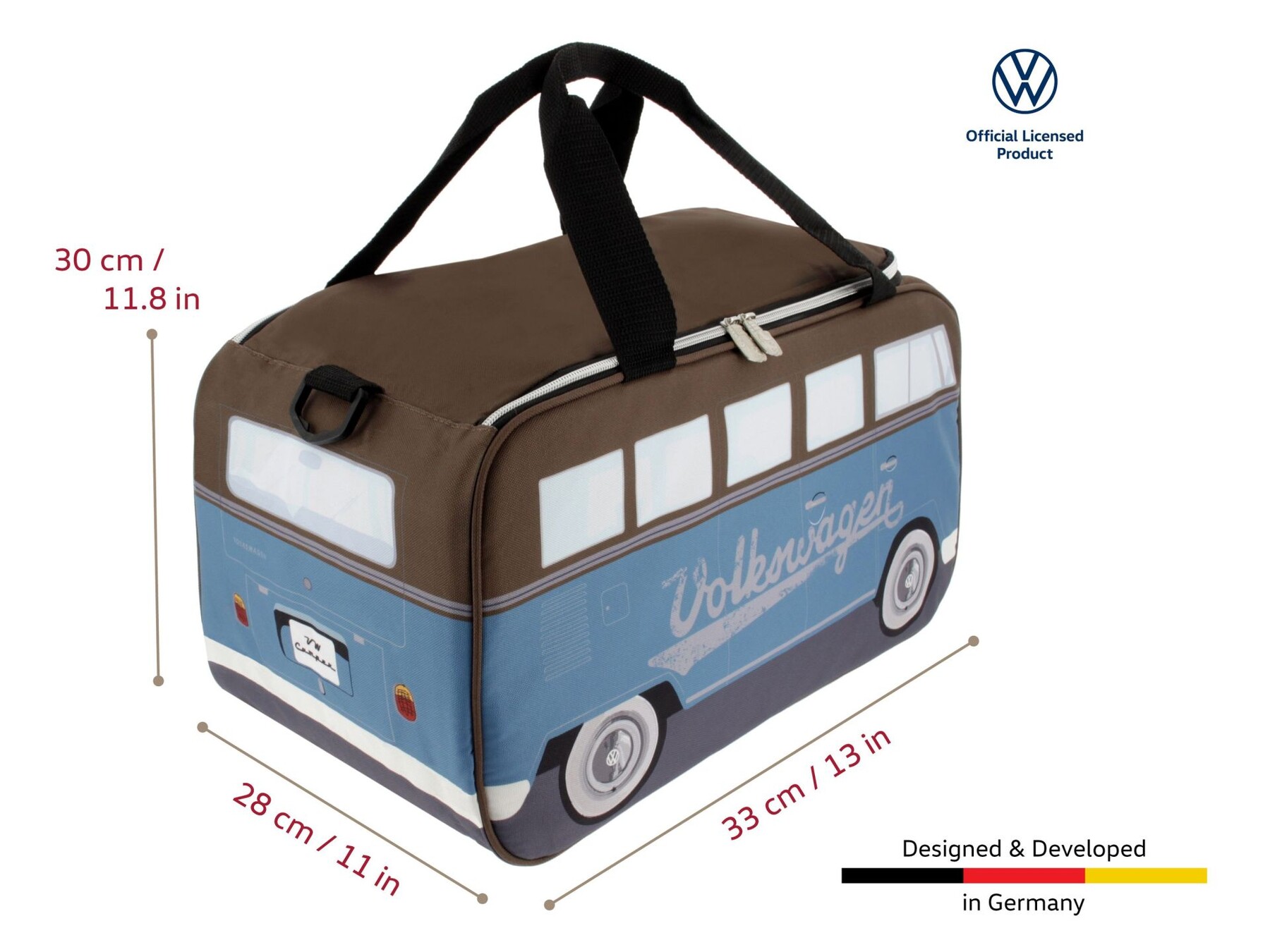Volkswagen T1 Bus Kühltasche, 25l, Petrol/Braun