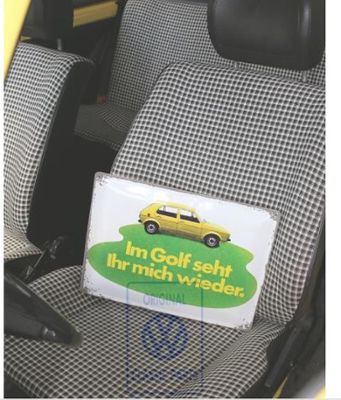 Volkswagen Classic Parts Blechschild "Im Golf seht ihr mich wieder"
