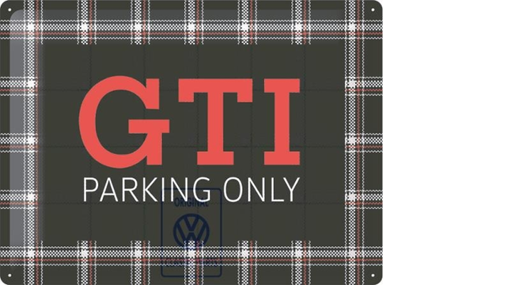 Volkswagen Classic Parts GTI Parking Only Schild im Karomuster