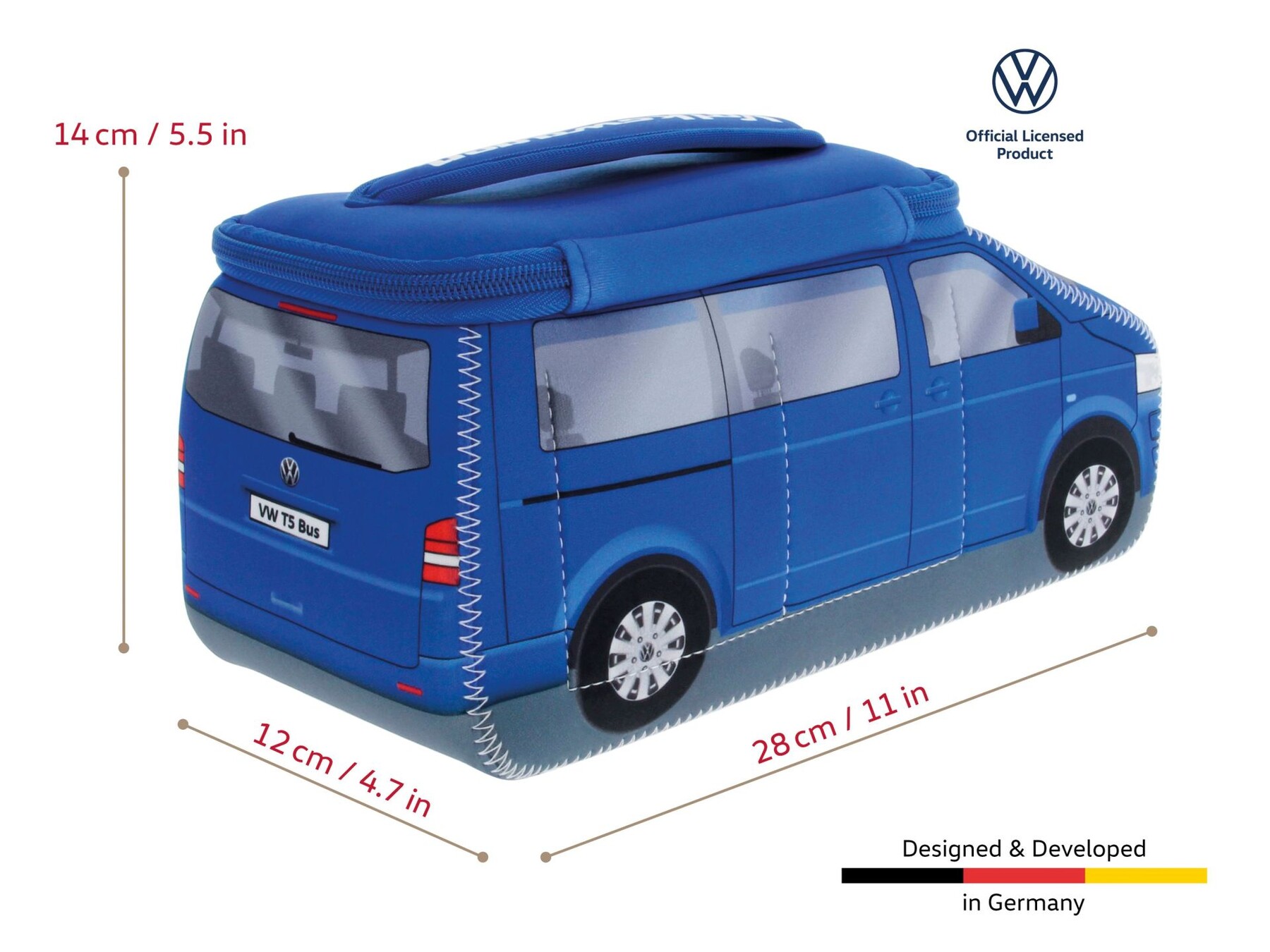 Volkswagen T5 Bus 3D Neopren Universaltasche, Blau