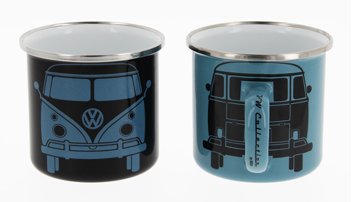 Volkswagen T1 Bus Tasse 2er Set, 350 ml in Geschenkbox - Schwarz/Petrol