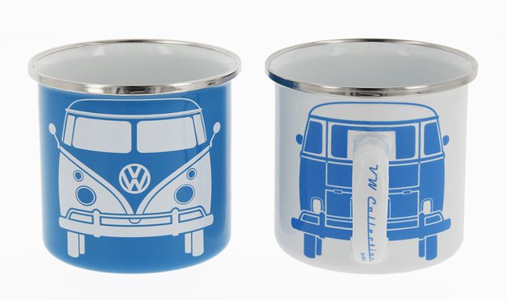 Volkswagen T1 Bus Tasse 2er Set, 350 ml in Geschenkbox - Weiß/Blau