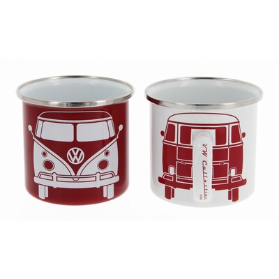 Volkswagen T1 Bus Tasse 2er Set, 350 ml in Geschenkbox - Weiß/Rot