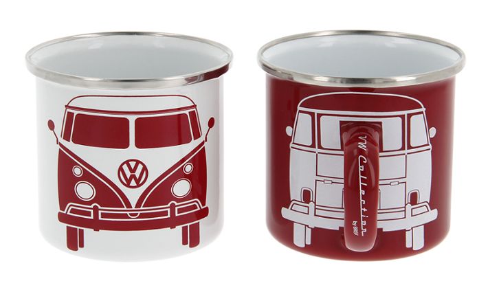 Volkswagen T1 Bus Tasse 2er Set, 350 ml in Geschenkbox - Weiß/Rot