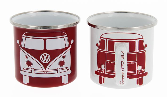 Volkswagen T1 Bus Tasse 2er Set, 350 ml in Geschenkbox - Weiß/Rot
