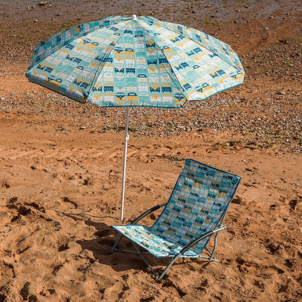 Volkswagen T1 Bus Strand Sonnenschirm, blau, ∅ 160 cm