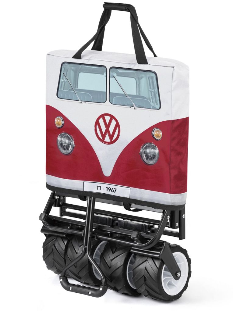 Volkswagen T1 Bus faltbarer Bollerwagen - Rot/Weiß