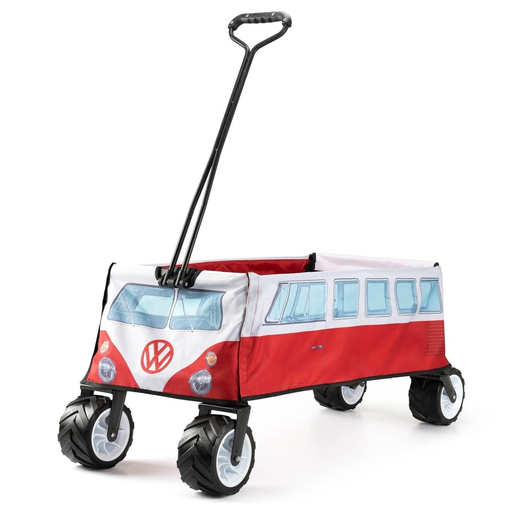 Volkswagen T1 Bus faltbarer Bollerwagen - Rot/Weiß