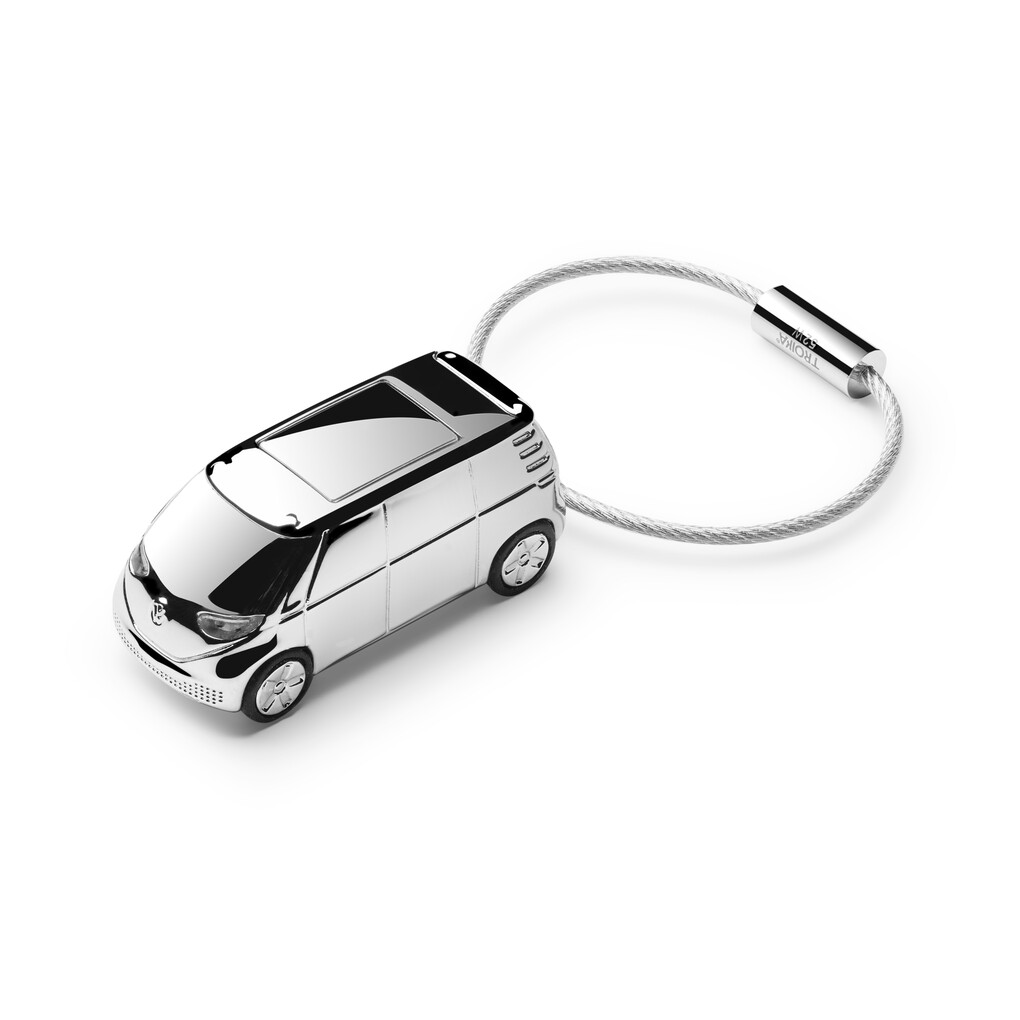 Volkswagen Schlüsselanhänger mit LED-Licht, wiederaufladbar via USB, silber