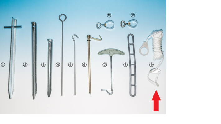 BRANDRUP® Zeltleine mit Dreilochspanner, 4 m, 4 Stück