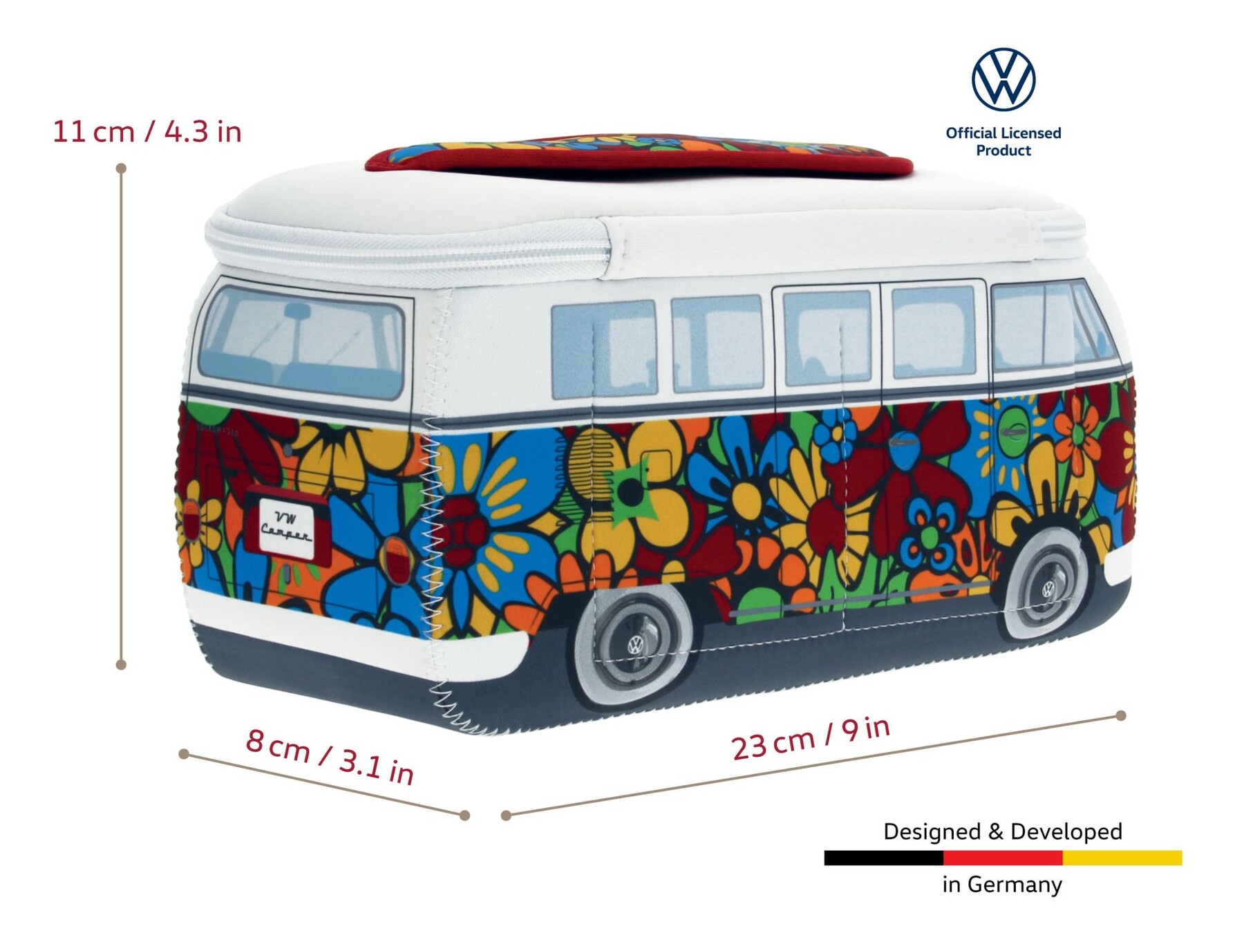 Volkswagen T1 Bus 3D Neopren Mäppchen - Flower