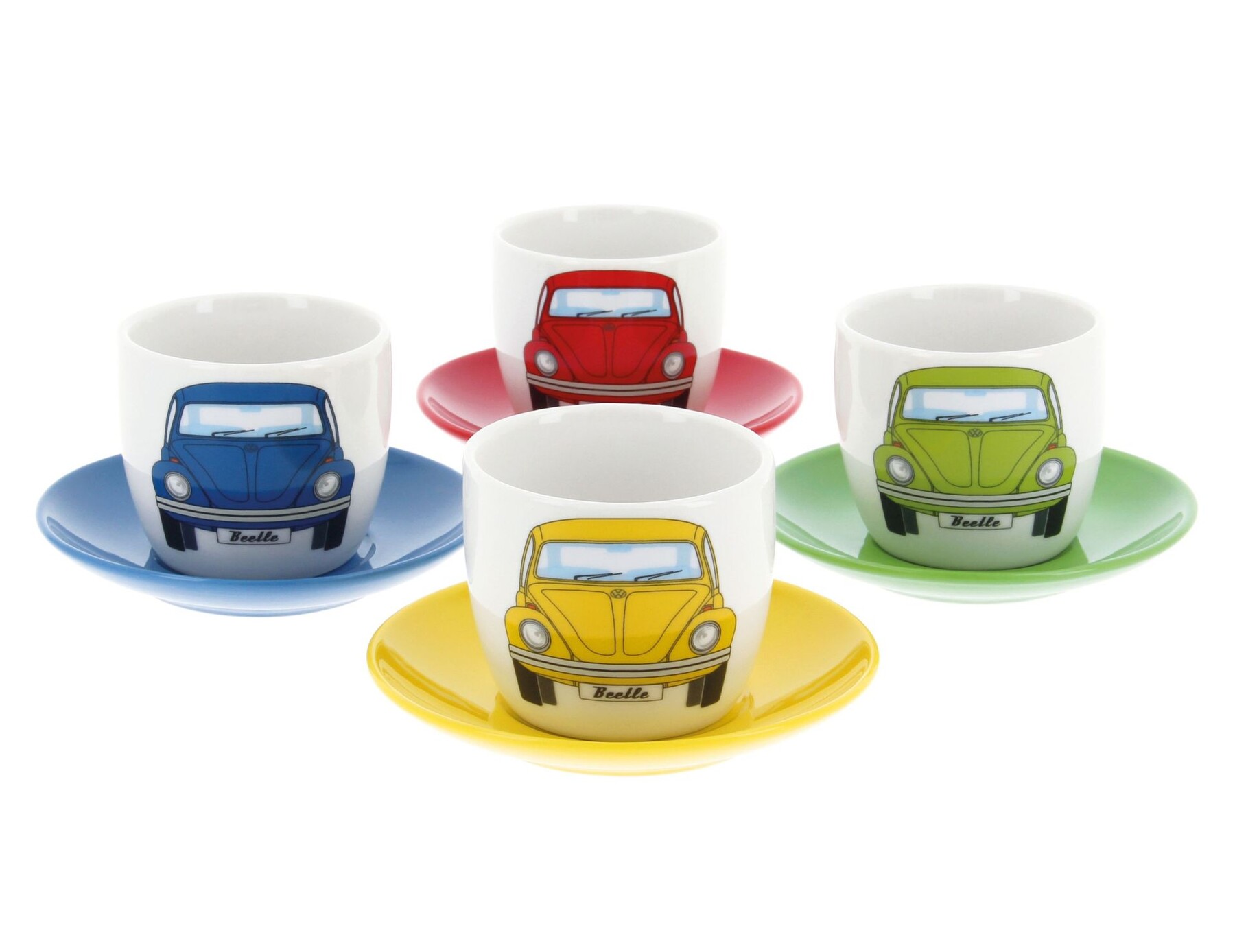 Volkswagen Käfer Espresso Tassen 4er Set in Geschenkbox