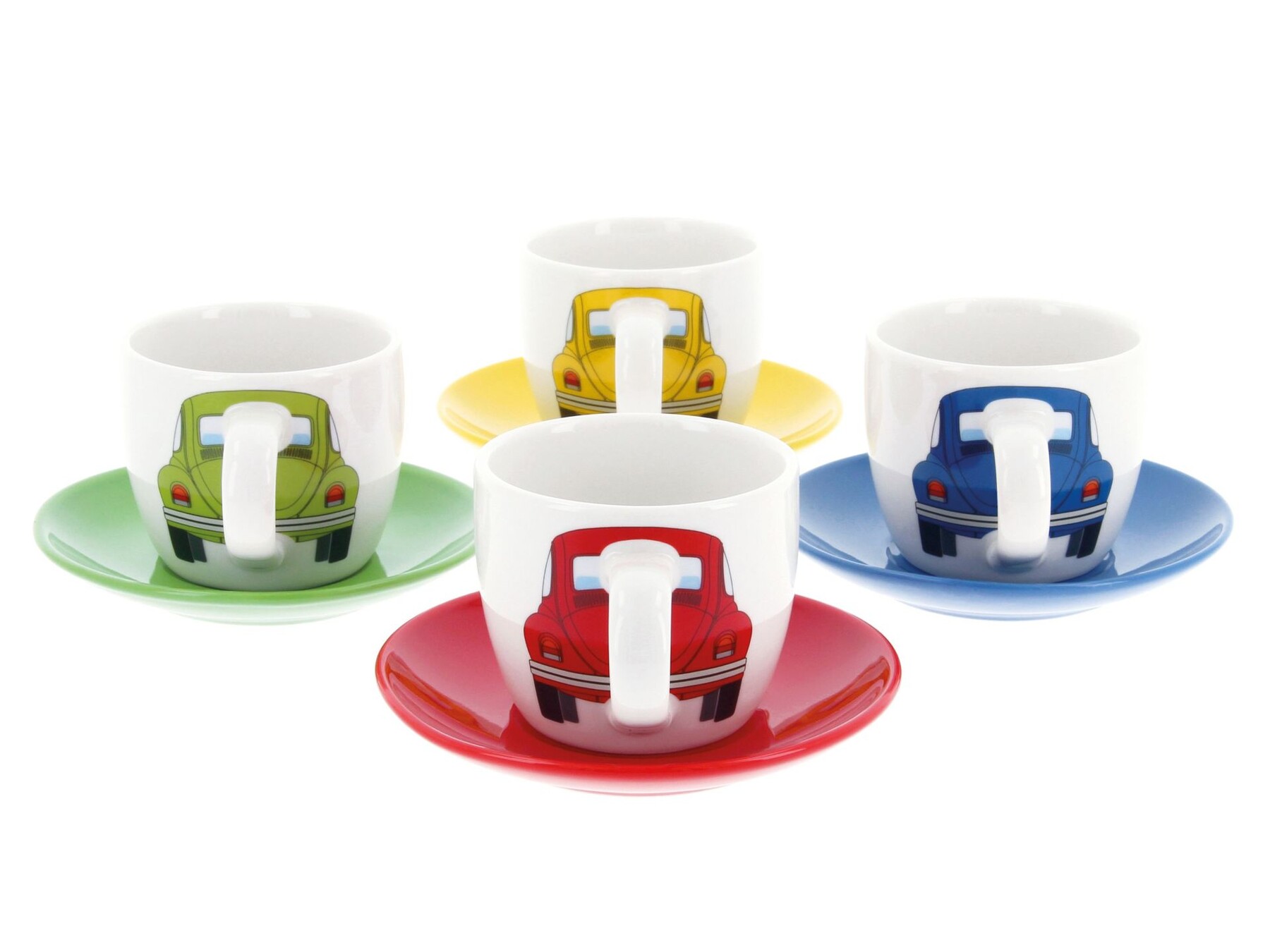 Volkswagen Käfer Espresso Tassen 4er Set in Geschenkbox