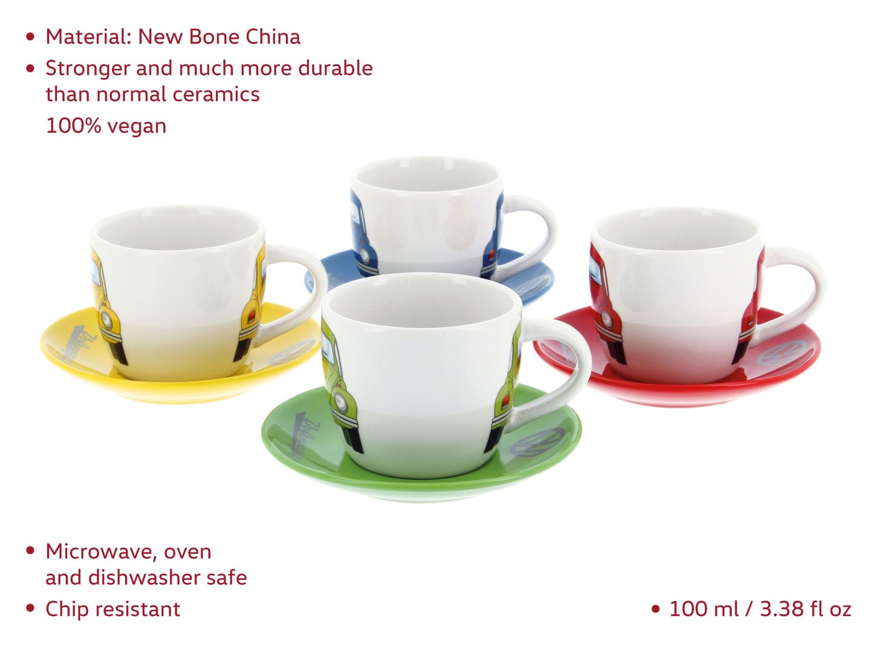 Volkswagen Käfer Espresso Tassen 4er Set in Geschenkbox