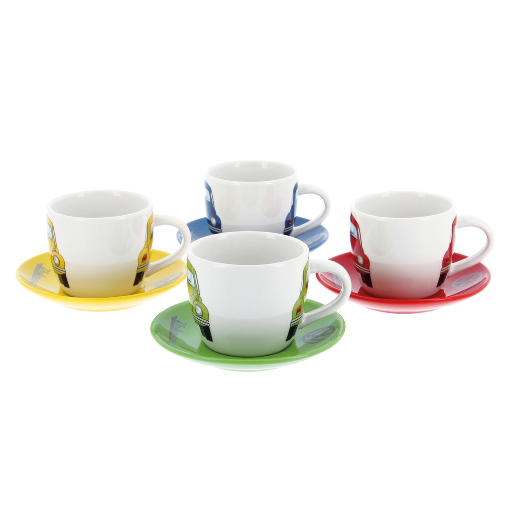 Volkswagen Käfer Espresso Tassen 4er Set in Geschenkbox