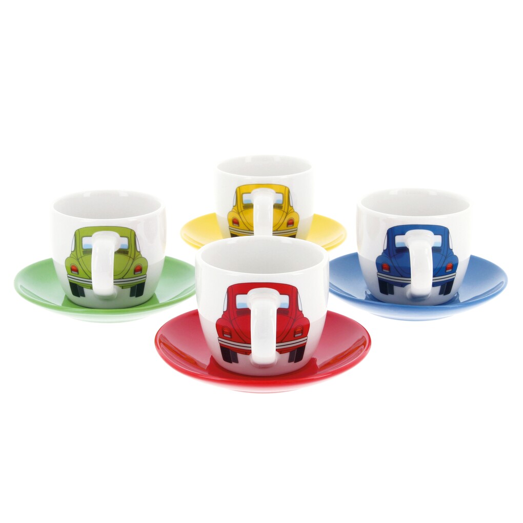 Volkswagen Käfer Espresso Tassen 4er Set in Geschenkbox