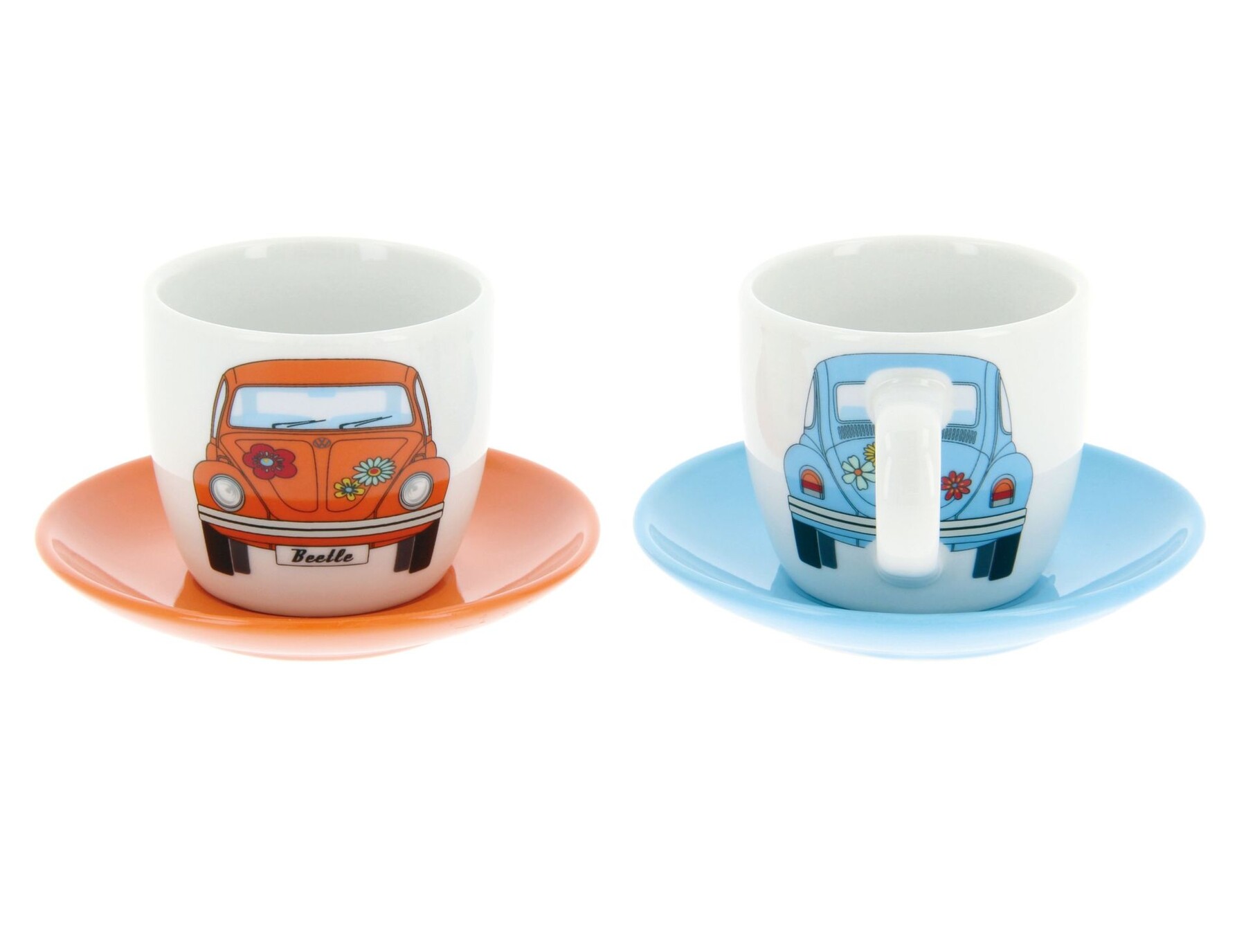 Volkswagen Beetle Espresso Tassen 2er Set 100ml Orange & Blau