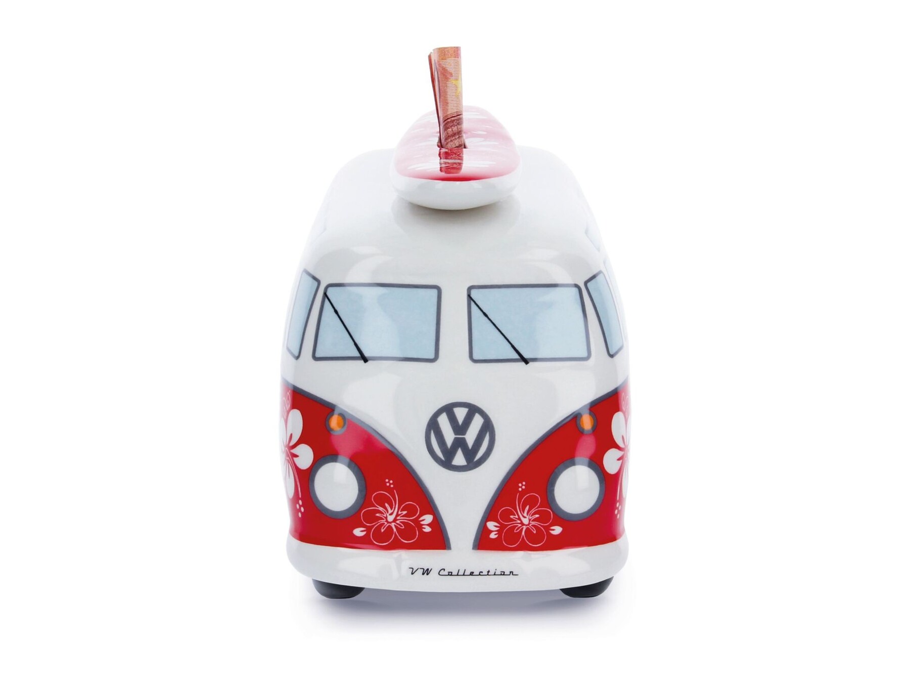 Volkswagen T1 Bus Spardose (1:18) mit Surfbrett - Hibiskus