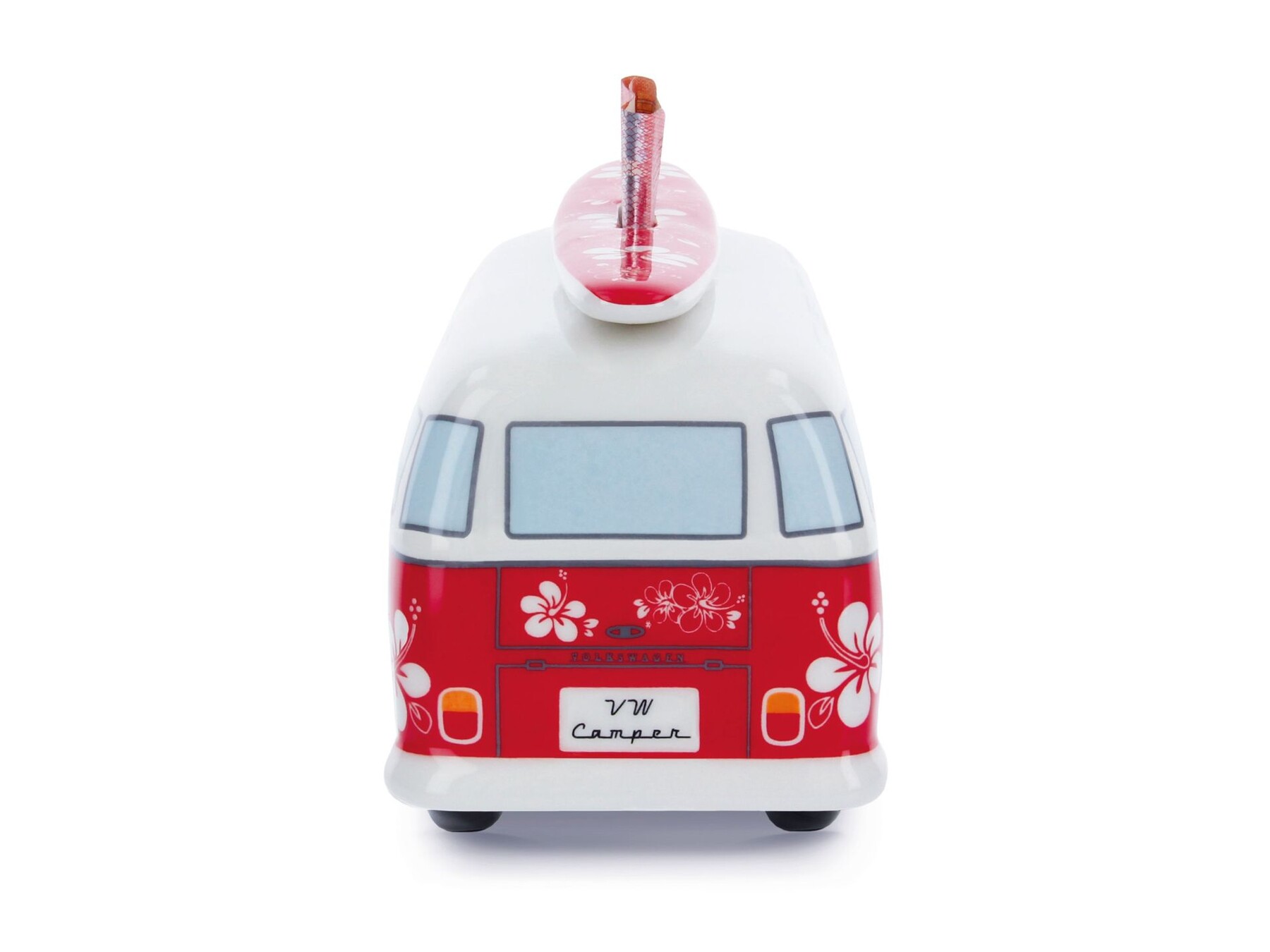 Volkswagen T1 Bus Spardose (1:18) mit Surfbrett - Hibiskus