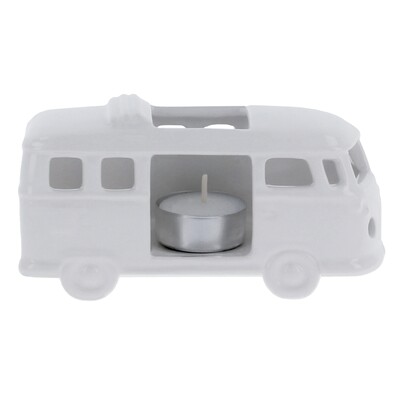 Volkswagen T1 Bus Keramik Teelichthalter Weiß in Geschenkbox