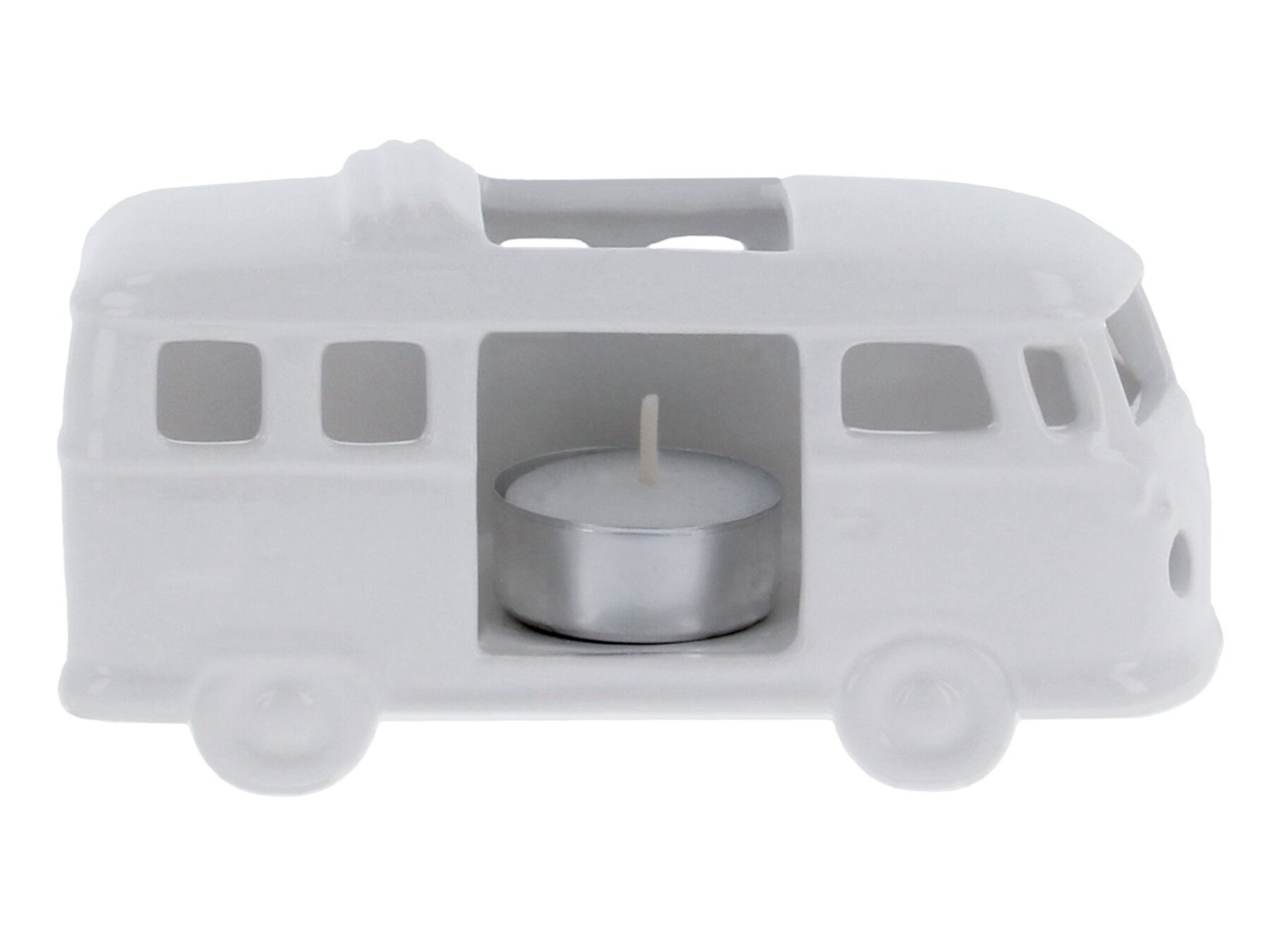 Volkswagen T1 Bus Keramik Teelichthalter Weiß in Geschenkbox