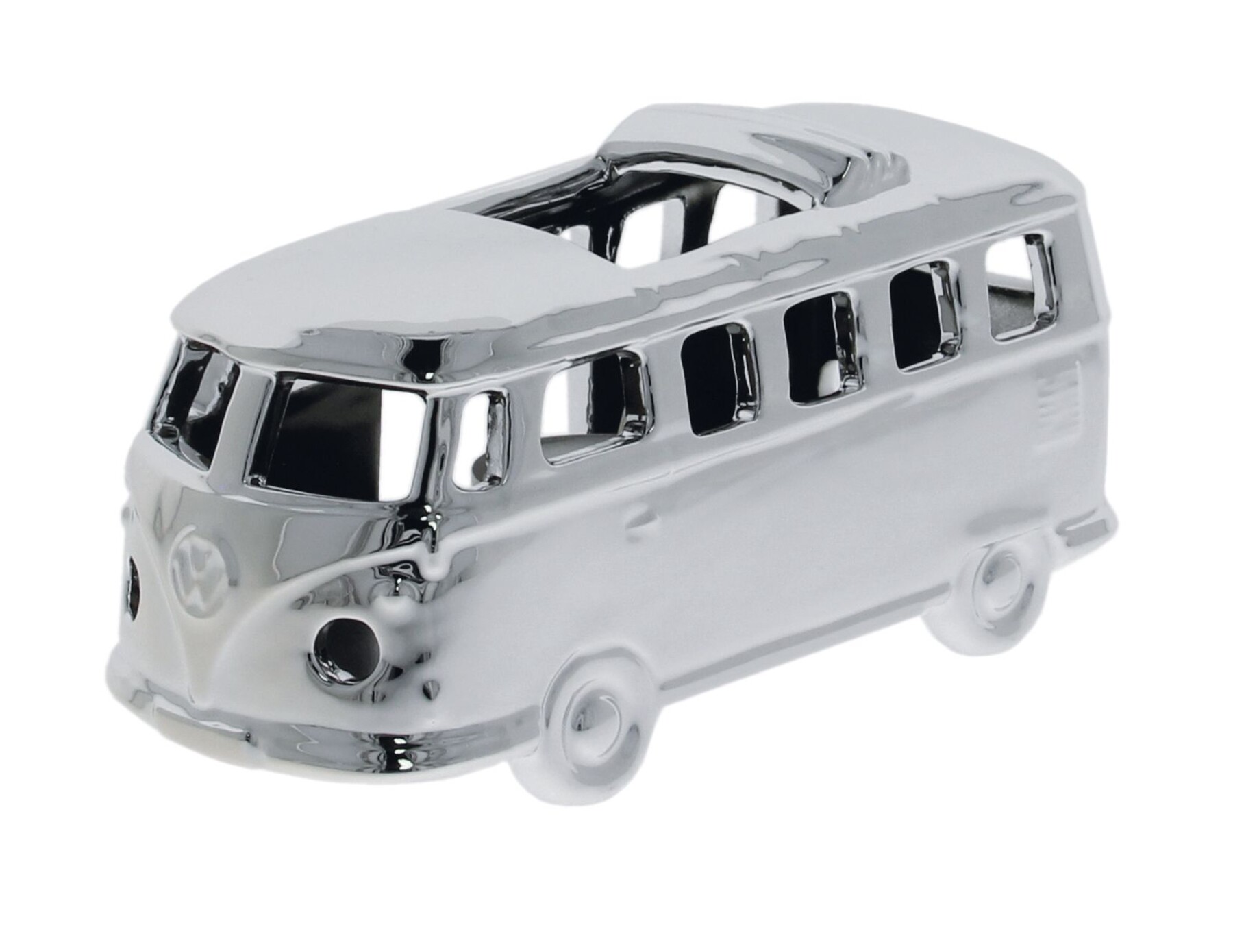 Volkswagen T1 Bus Keramik Teelichthalter Silber in Geschenkbox