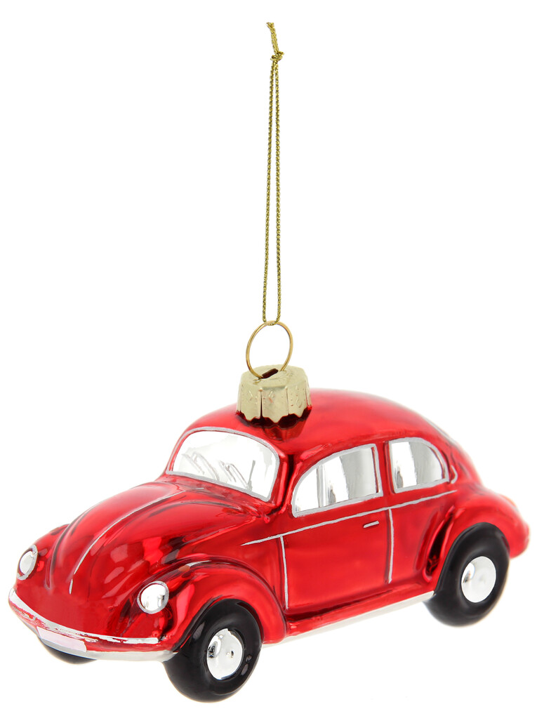 Volkswagen Käfer Weihnachtsschmuck aus Glas - Rot