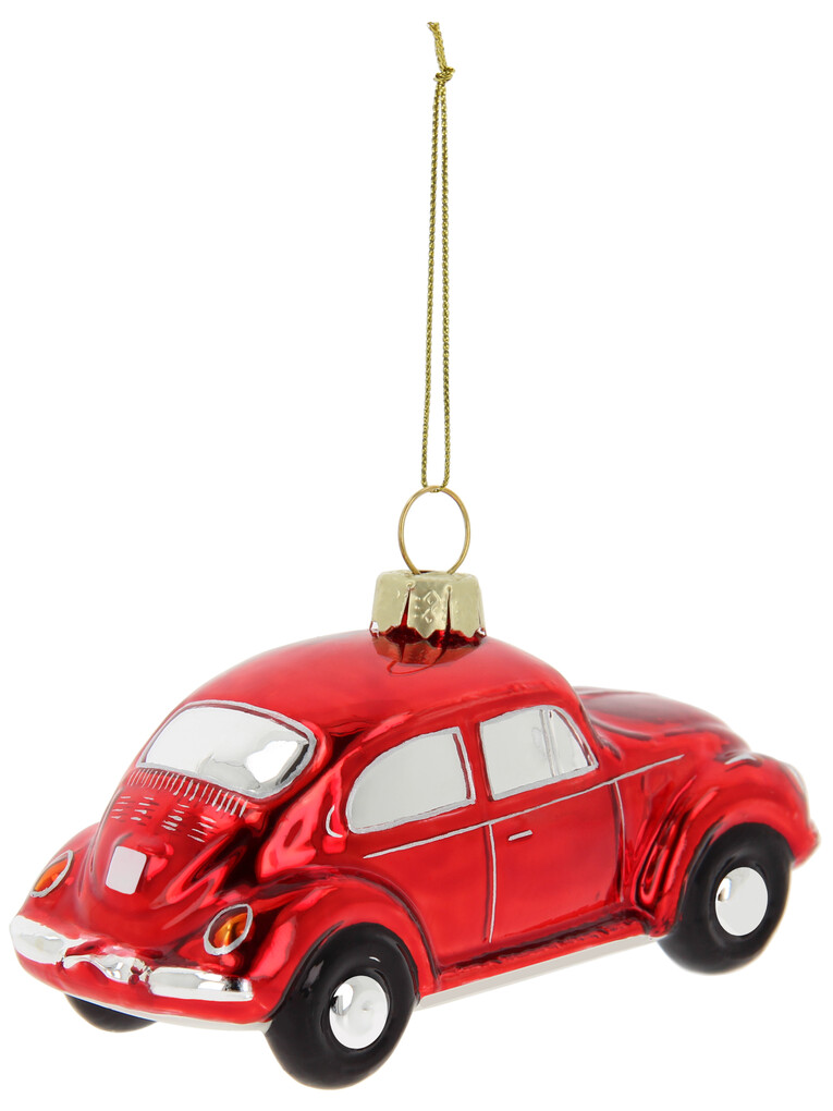 Volkswagen Käfer Weihnachtsschmuck aus Glas - Rot