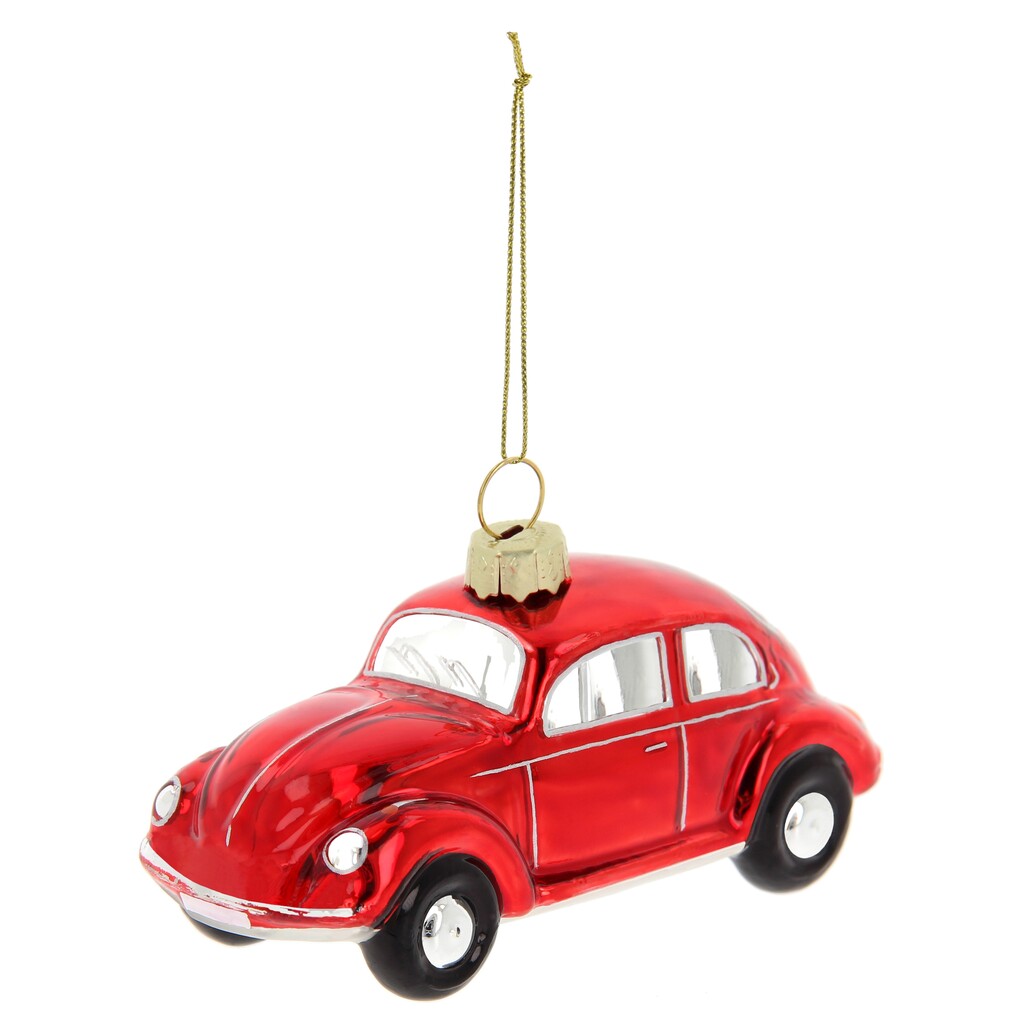 Volkswagen Käfer Weihnachtsschmuck aus Glas - Rot